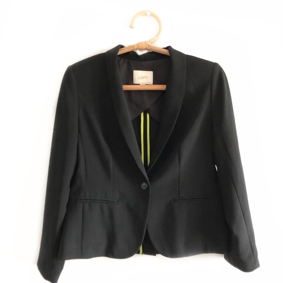 LOFT Jackets & Blazers - LOFT Black Blazer Contrast Neon Piping SP Career